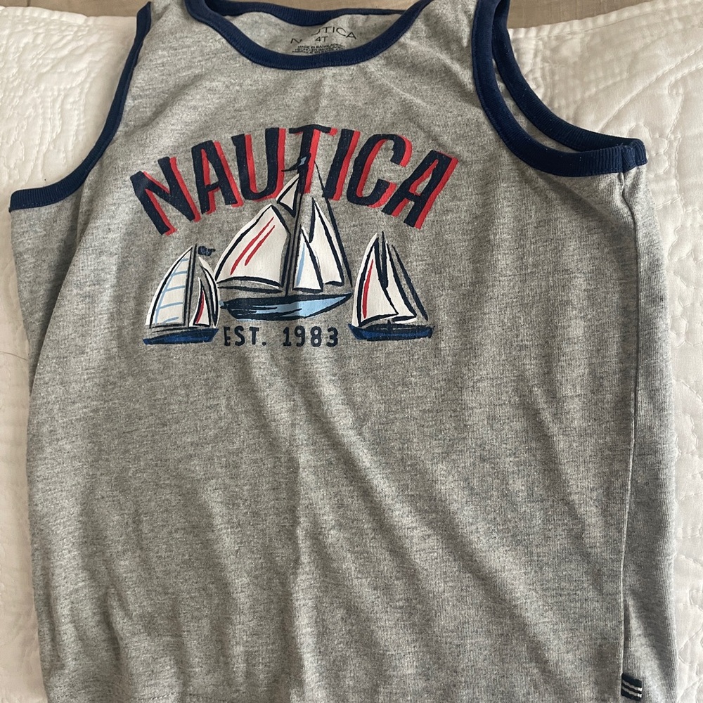Nautica Gray and Navy Kids Tank Top